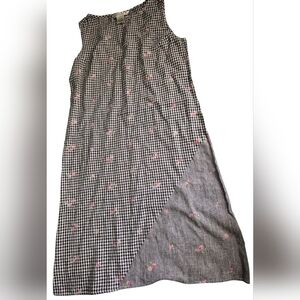 Vtg Uniform John Paul Richard Black and White Gingham Dress w/ Pink Accents Y2k